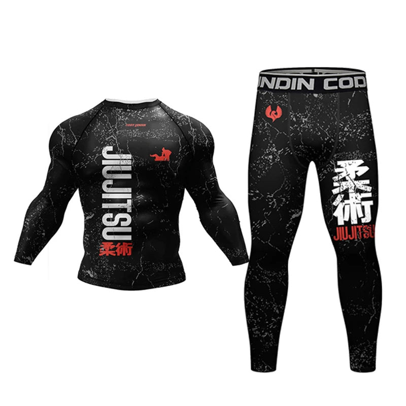 Jiu Jitsu 3D Printing Quick-drying Stretch 4-piece Set.