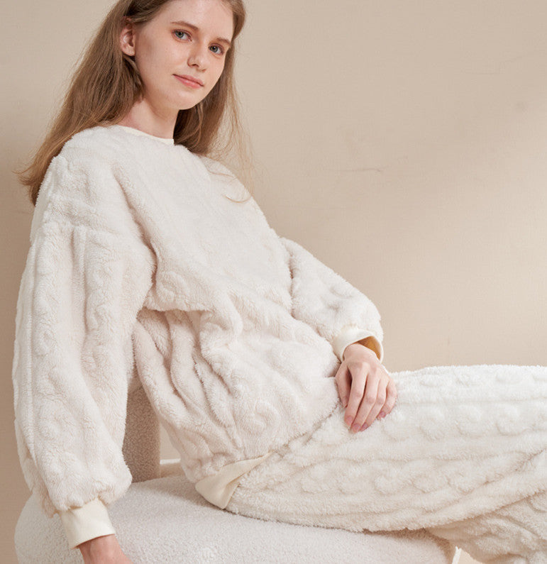 Keep Warm Thickened Flannel Housewear Fashion Suit