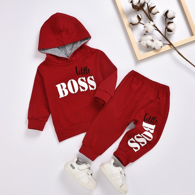 Boys Long Sleeve Hooded Sweatshirt Set.