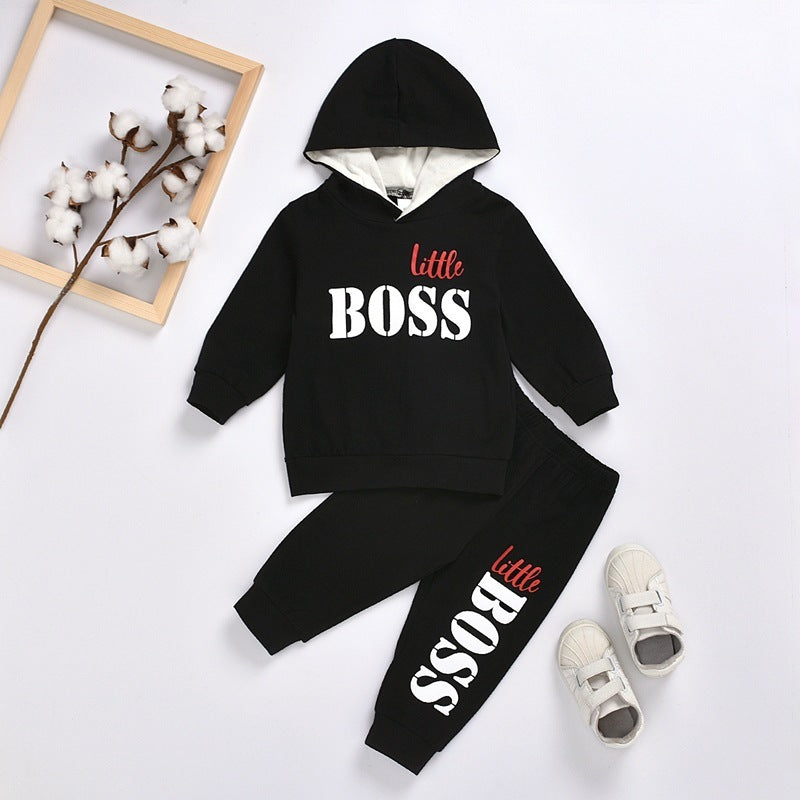 Boys Long Sleeve Hooded Sweatshirt Set.
