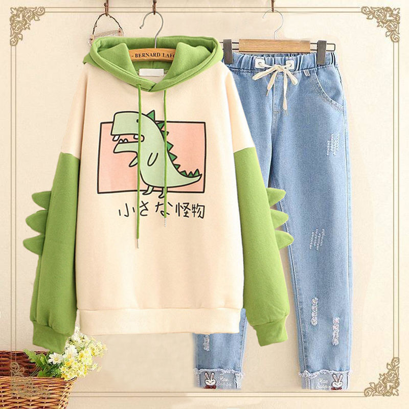 Girls Spring And Autumn College Style High Junior High School Girls Plus Velvet Spring Clothes
