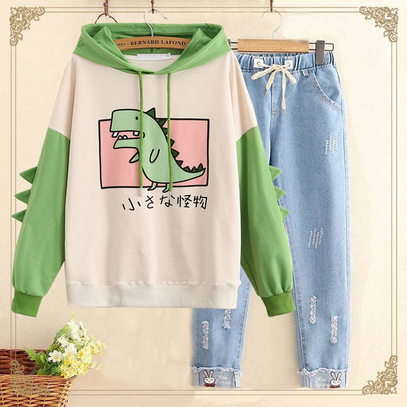 Girls Spring And Autumn College Style High Junior High School Girls Plus Velvet Spring Clothes