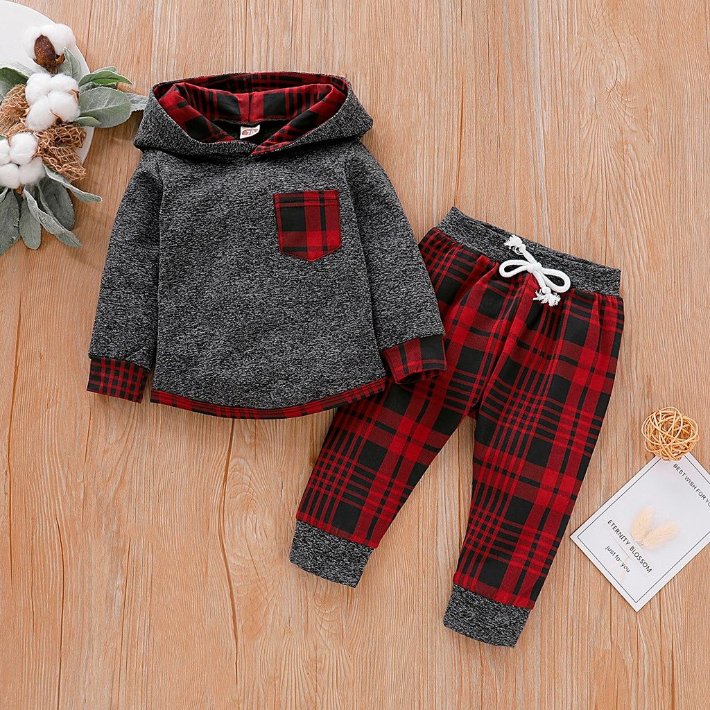 Baby Long Sleeve Plaid Sweater Set.