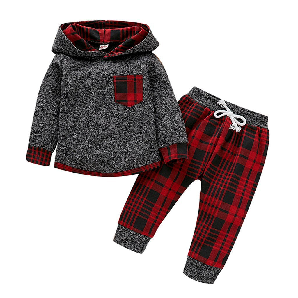 Baby Long Sleeve Plaid Sweater Set.
