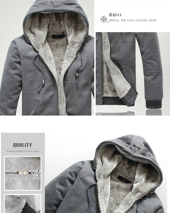 Aliexpress explosion of autumn and winter fashion men's cashmere sweater with Korean thickened hooded cardigan coat color.