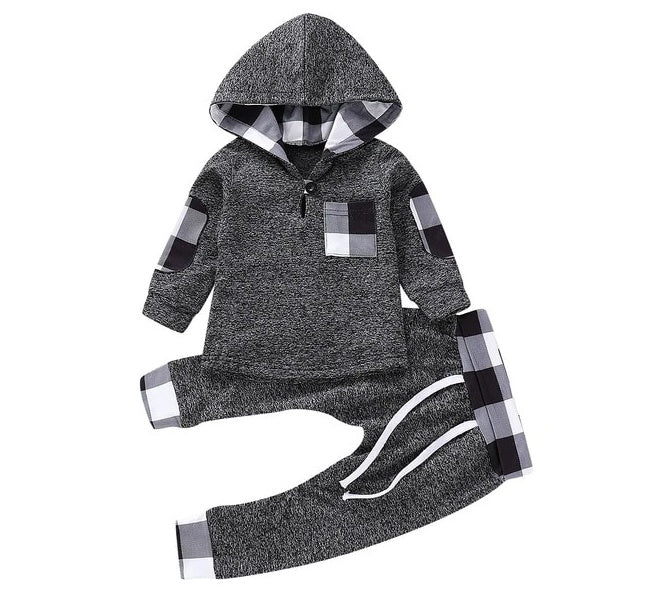 Baby Long Sleeve Plaid Sweater Set.