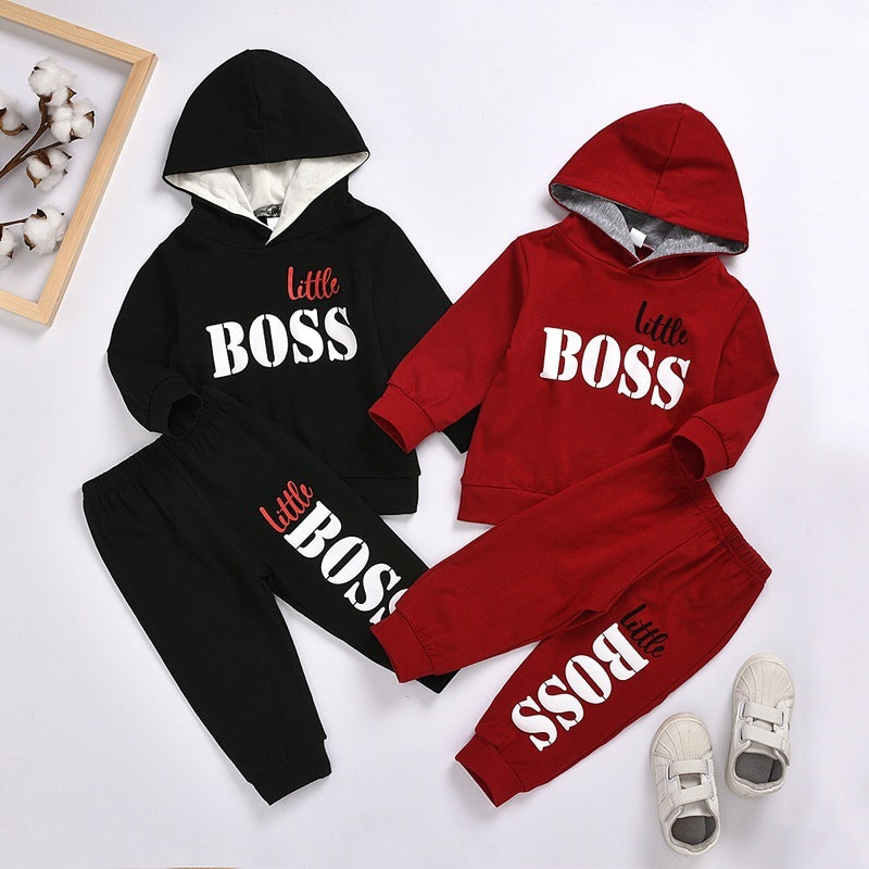 Boys Long Sleeve Hooded Sweatshirt Set.