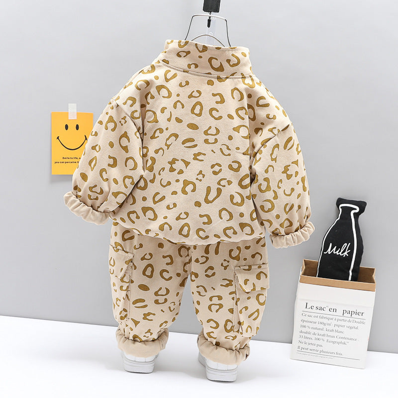 Boys And Girls Western Style Stand Collar Two Piece Suit.