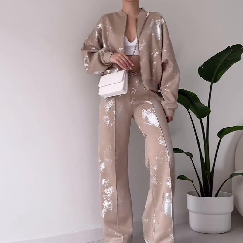Pure Color Sequins Design Sense Trendy Best-selling Sweater Suit