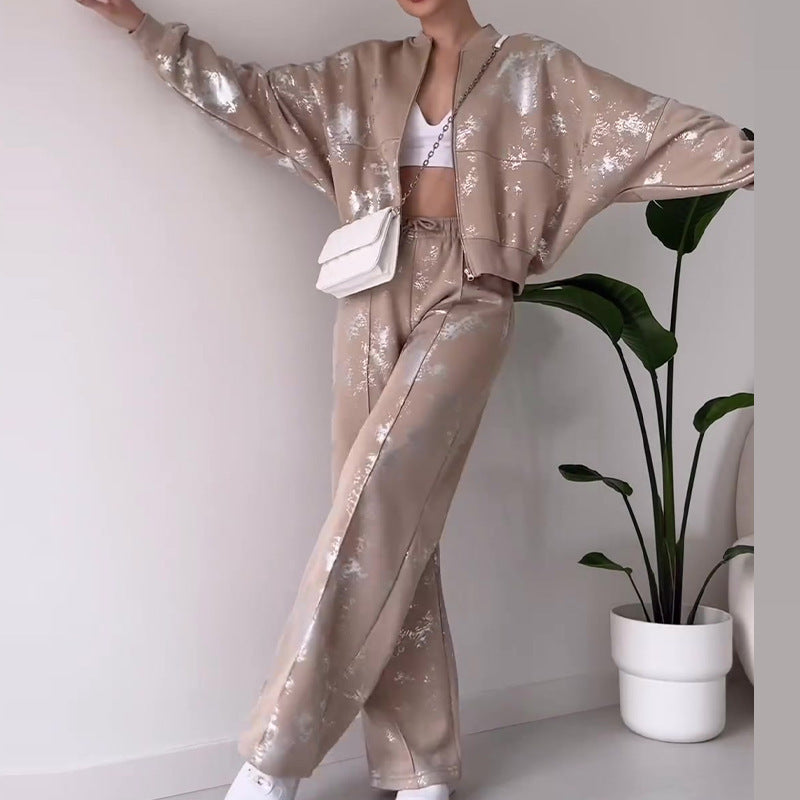 Pure Color Sequins Design Sense Trendy Best-selling Sweater Suit