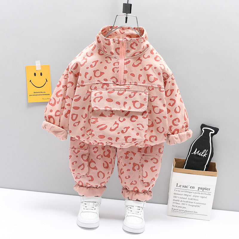 Boys And Girls Western Style Stand Collar Two Piece Suit.