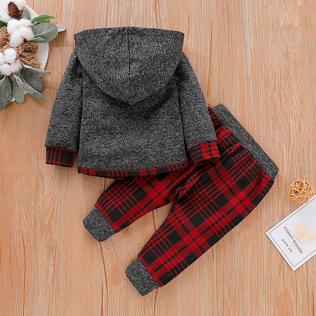 Baby Long Sleeve Plaid Sweater Set.