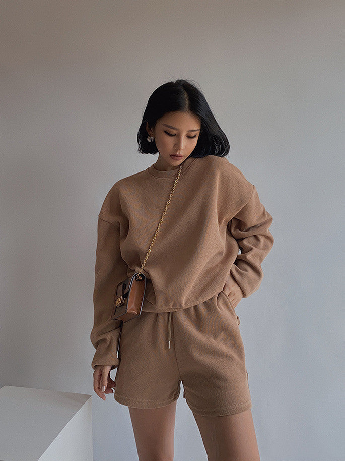 Long Sleeve Solid Color Urban Casual Suit