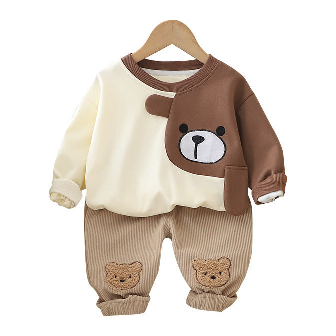 Children's Autumn Clothing Cartoon Long Sleeve Sweater Two-piece Set.