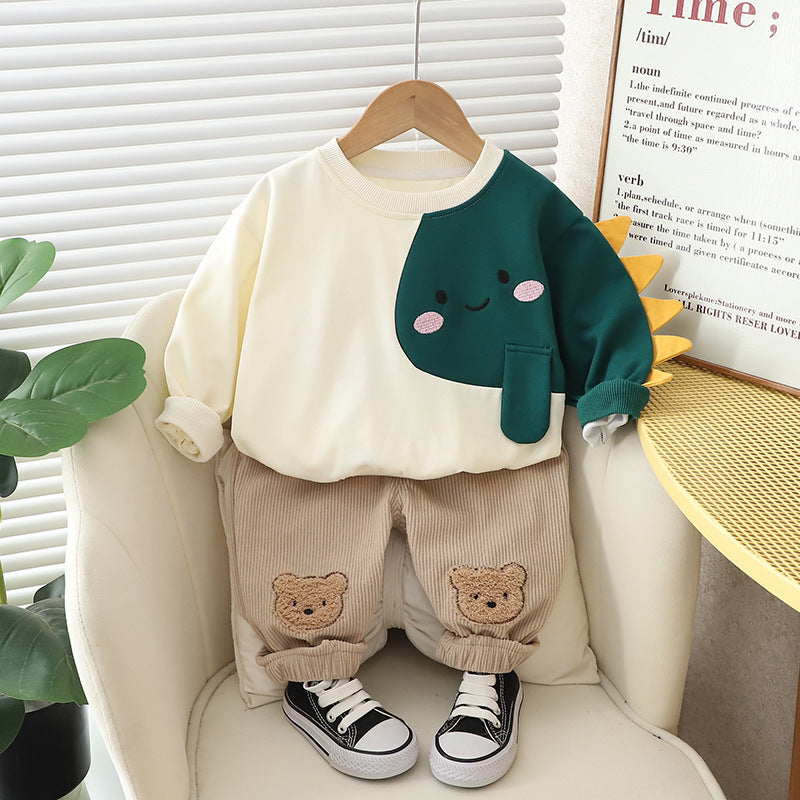 Children's Autumn Clothing Cartoon Long Sleeve Sweater Two-piece Set.
