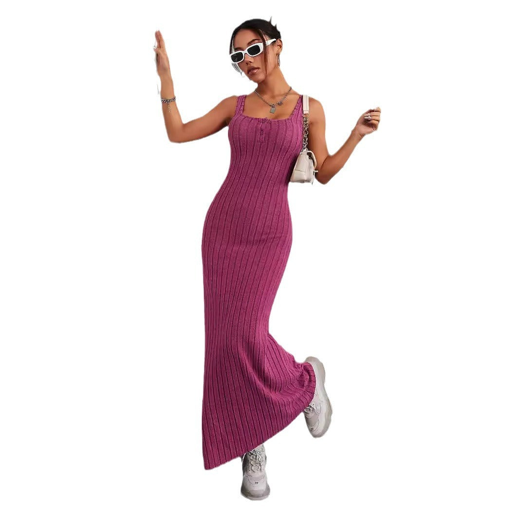 Women's Solid Color Elegant Slim Sleeveless Dress