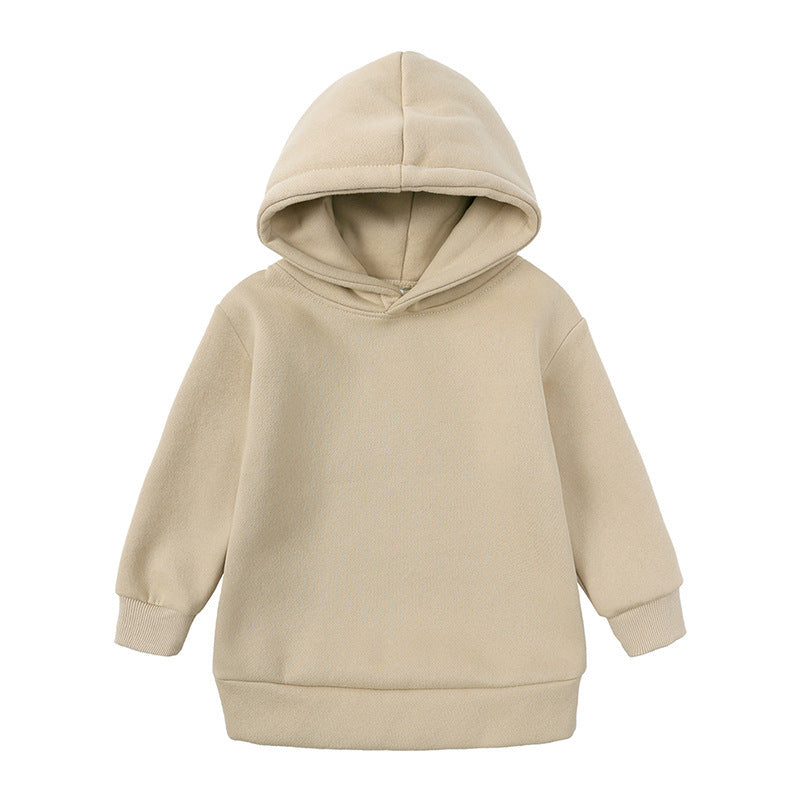 Thick Autumn And Winter Clothes Children's Pullover Hooded Sweater Trousers Two-piece Set