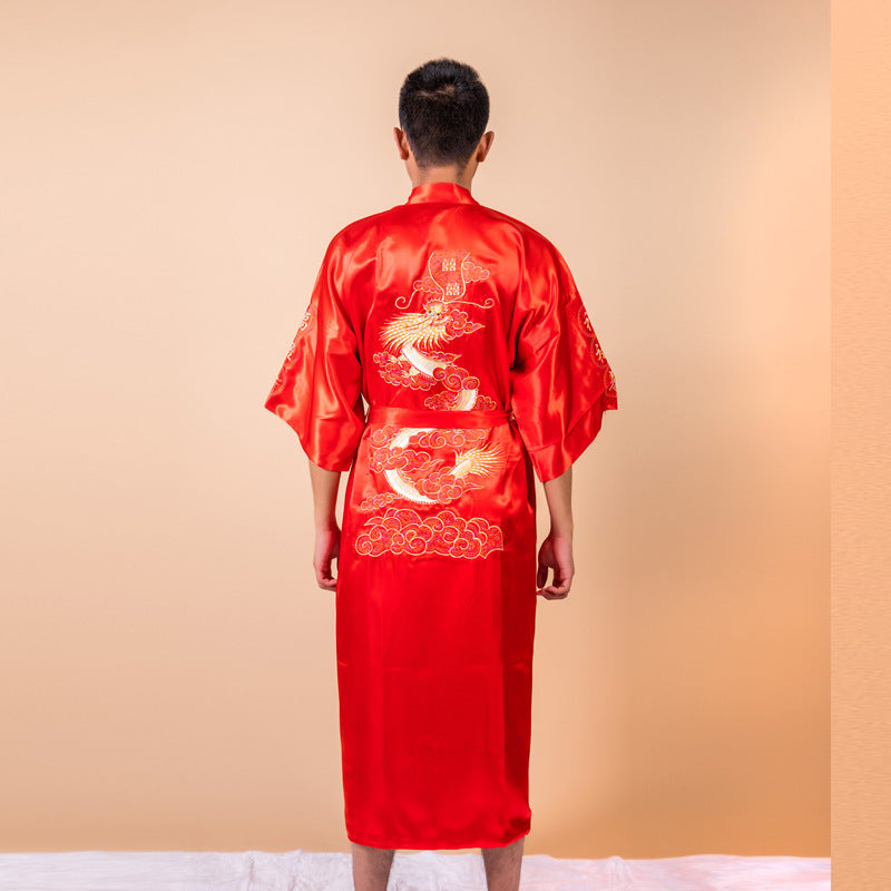 Single-sided Dragon Nightgown Loose Long Men