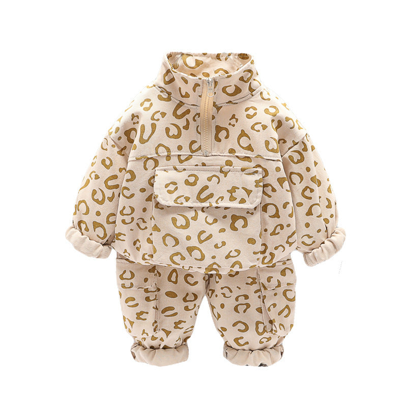 Boys And Girls Western Style Stand Collar Two Piece Suit.