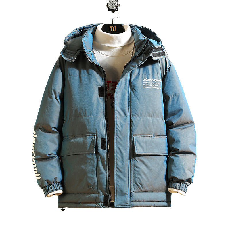 Men's Casual Cotton-padded Jacket With Warm And Cold Loose Hood