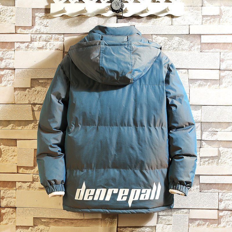 Men's Casual Cotton-padded Jacket With Warm And Cold Loose Hood