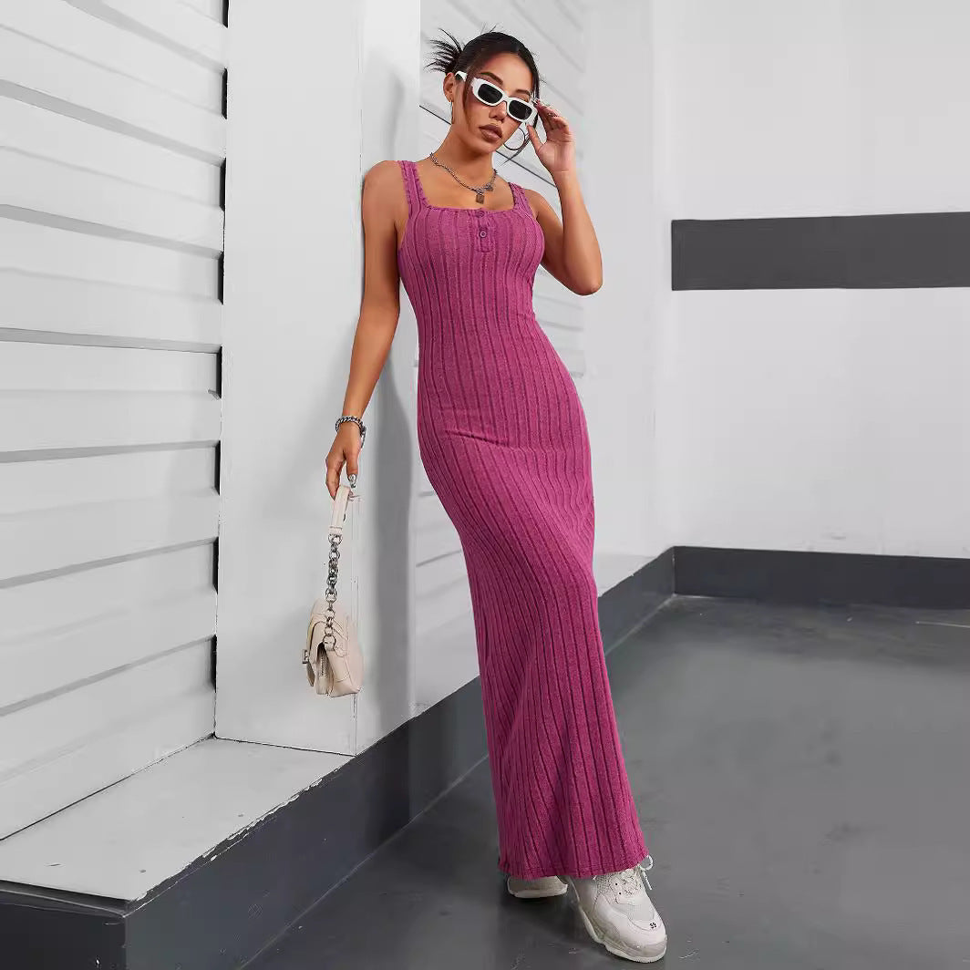 Women's Solid Color Elegant Slim Sleeveless Dress