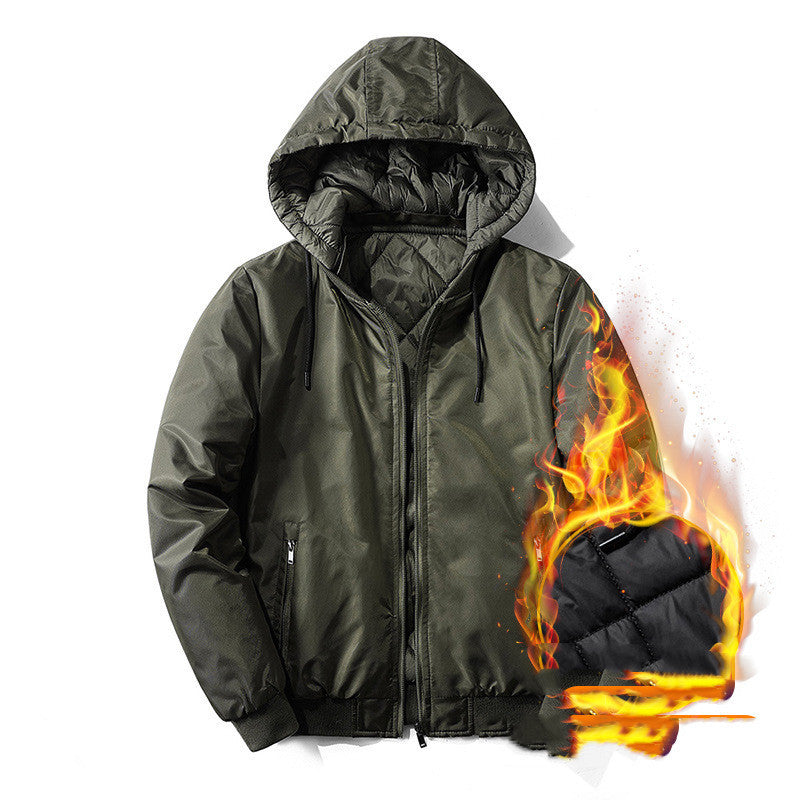 Autumn And Winter Plus Cotton Flight Suit Jacket Korean Style Slim Men's Clothing