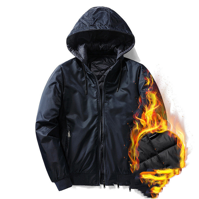 Autumn And Winter Plus Cotton Flight Suit Jacket Korean Style Slim Men's Clothing