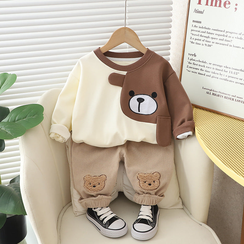 Children's Autumn Clothing Cartoon Long Sleeve Sweater Two-piece Set.