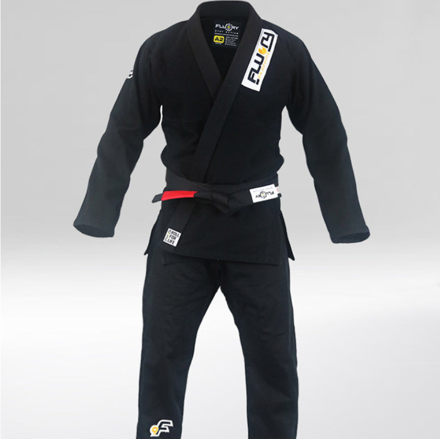 3 Colours Fluory Professional Black Brazilian Jiu-jitsu Gi