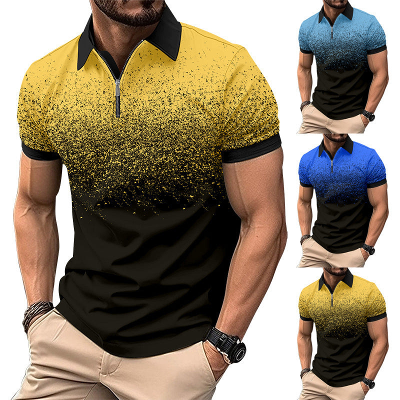 Men's Printed Broken Point Polo Shirt