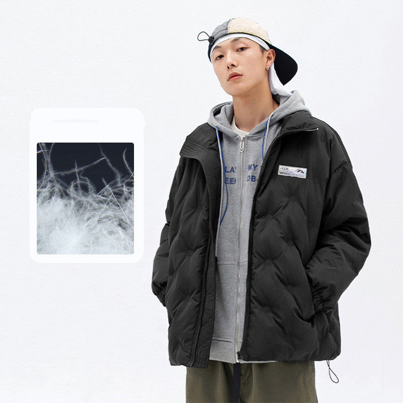 Loose Stand Collar Versatile Warm Fleece Padded Jacket