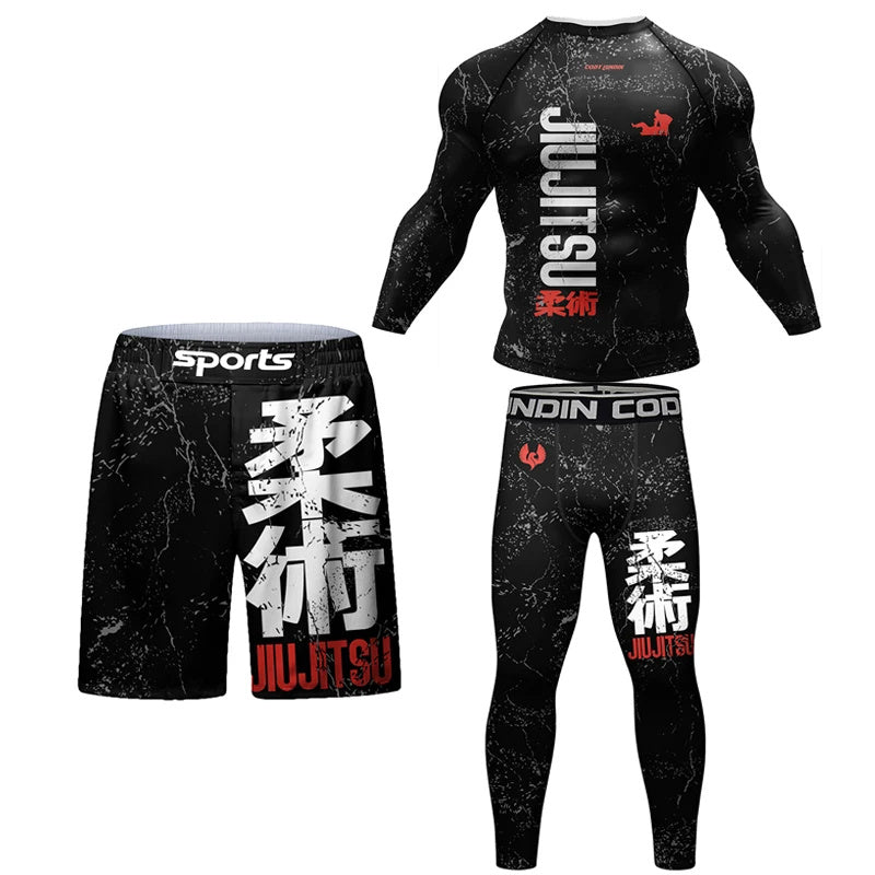 Jiu Jitsu 3D Printing Quick-drying Stretch  4-piece Set.