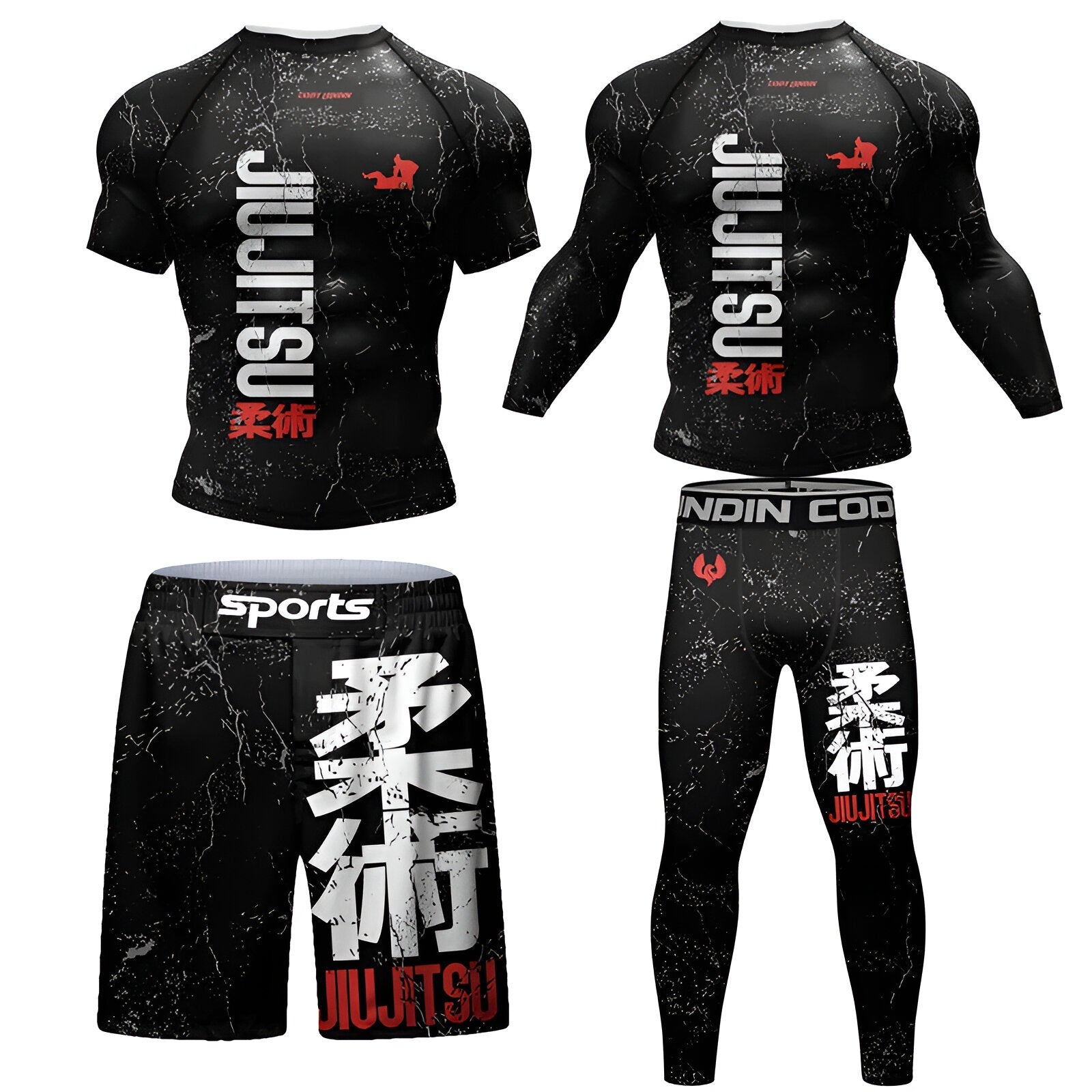 Jiu Jitsu 3D Printing Quick-drying Stretch  4-piece Set.
