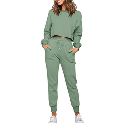 Fashion Solid Color Long-sleeved Trousers Two-piece Sports And Leisure Suit