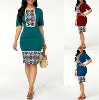 National Fashion Printed Slim-fit Hip Commuter Dress