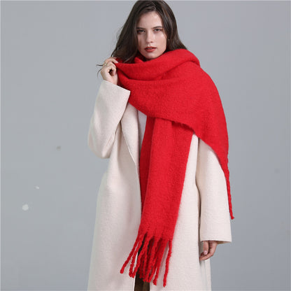 European And American Plus Long Scarf Winter Cashmere Warm All-matching Solid Color Scarf Men And Women Fashion Tassel Scarf New.