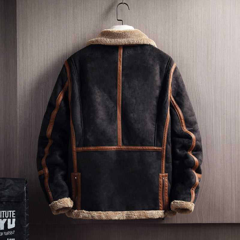 Korean Version Of Hong Kong Style Plus Size Plus Velvet Thick Fur  Men's Jacket