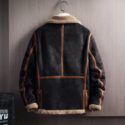 Korean Version Of Hong Kong Style Plus Size Plus Velvet Thick Fur  Men's Jacket