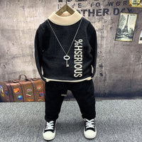 Boys Fleece Cotton Coat Sweater Jeans Suit.