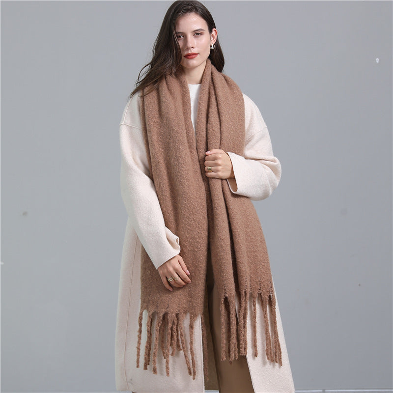 European And American Plus Long Scarf Winter Cashmere Warm All-matching Solid Color Scarf Men And Women Fashion Tassel Scarf New.