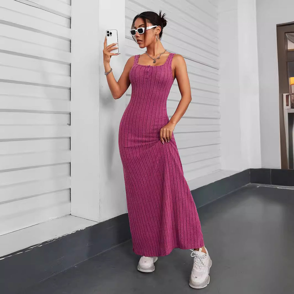 Women's Solid Color Elegant Slim Sleeveless Dress