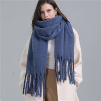 European And American Plus Long Scarf Winter Cashmere Warm All-matching Solid Color Scarf Men And Women Fashion Tassel Scarf New.