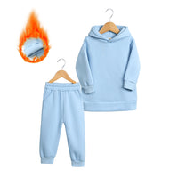Thick Autumn And Winter Clothes Children's Pullover Hooded Sweater Trousers Two-piece Set