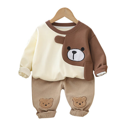 Children's Autumn Clothing Cartoon Long Sleeve Sweater Two-piece Set.
