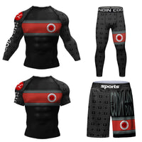Men's Digital Printing Fitness Quick-drying Stretch Clothes Casual Four-piece Suit