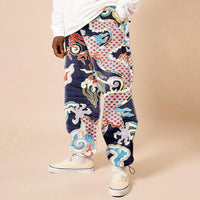 Loose Mid Waist Printing Long Casual Pants Men's Trousers