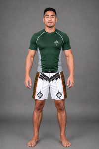 Jitsuninja Unisex Green Rash Guard | Short Sleeve Compression for BJJ & MMA