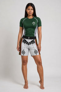 Jitsuninja Unisex Green Rash Guard | Short Sleeve Compression for BJJ & MMA