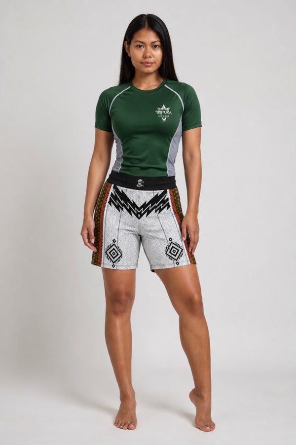 Jitsuninja Unisex Green Rash Guard | Short Sleeve Compression for BJJ & MMA